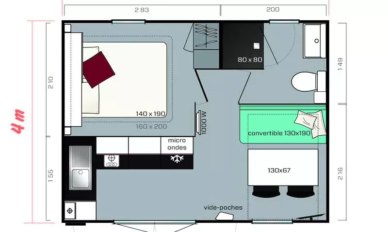 Mobil Home 2 Pièces 2/4 Personnes + TV