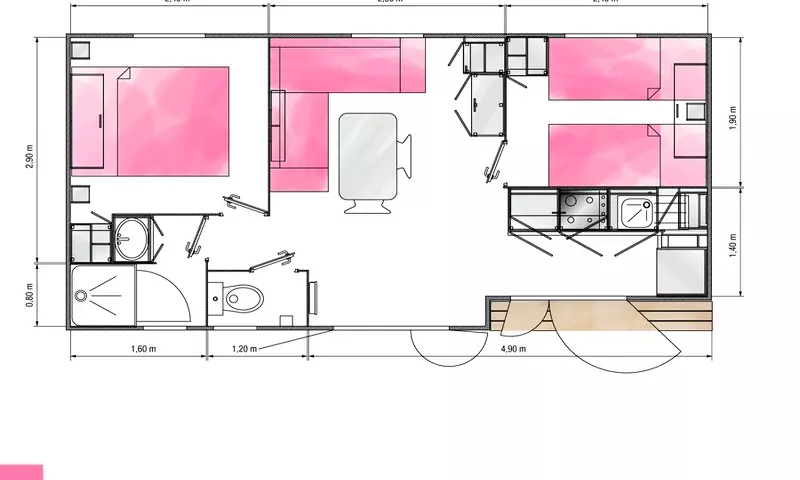 Mobil Home Premium Exotic 3 Pièces 4/6 Personnes + TV