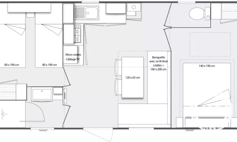 Mobil Home Esprit 3 Pièces 4/6 Personnes