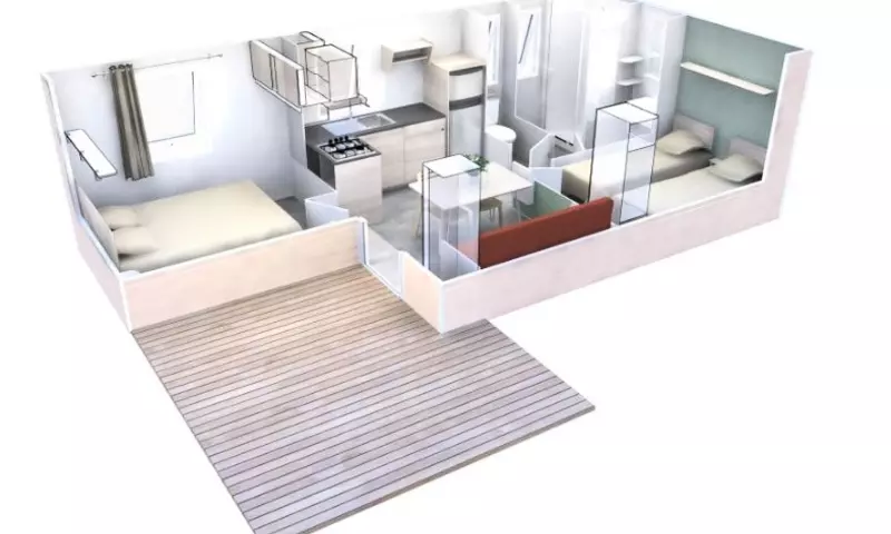 Mobil Home Terrasse+ 3 Pièces 4/6 Personnes Climatisé + TV