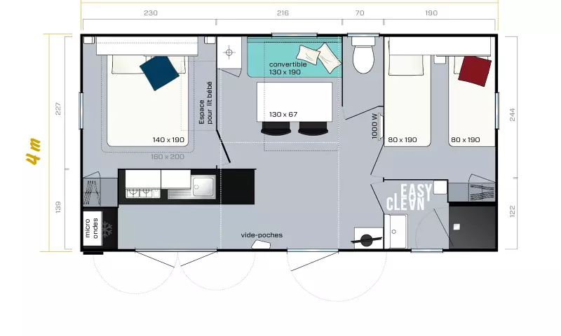 Mobil Home 3 Pièces 4/6 Personnes + TV