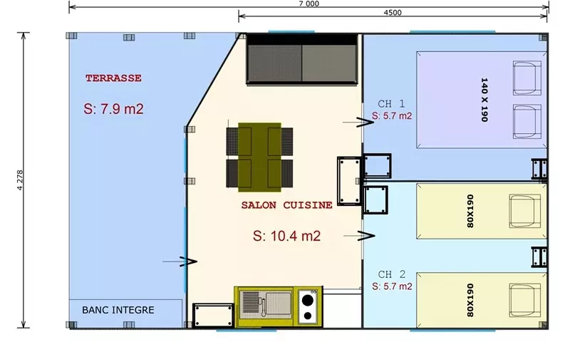 Tente Nature Confort 3 Pièces 4 Personnes Sans Sanitaires