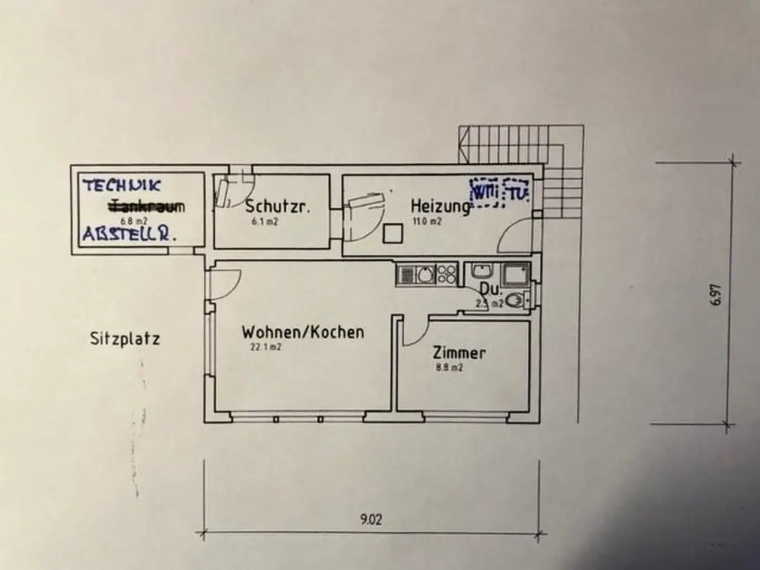 Résidence Bärgfink Parterre Appartement/Fewo, Dusche, WC, 1 Schlafraum 2-Zimmerwohnung