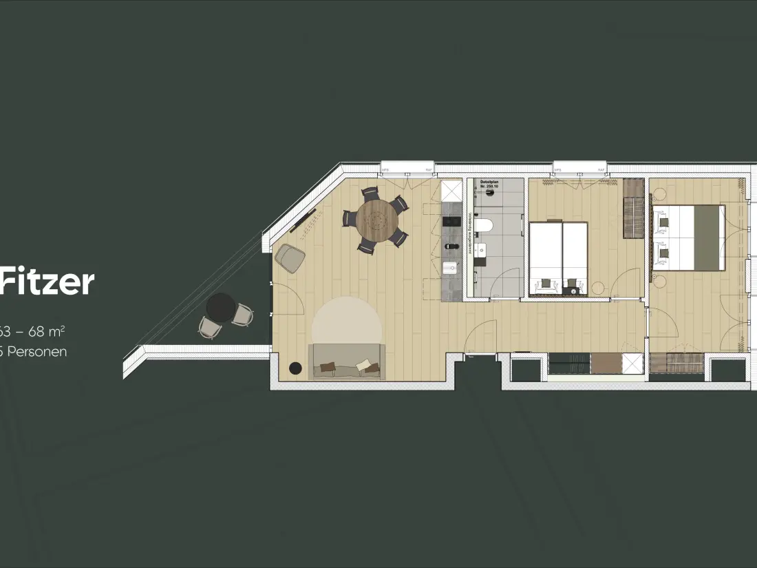 Résidence KURVE Apartments & Lounge Appartement/Fewo, Bad, WC, 2 Schlafräume
