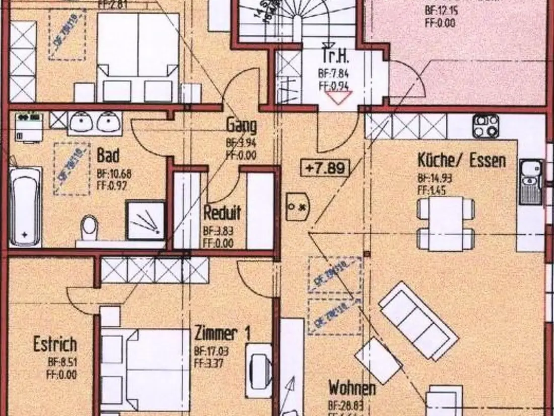Résidence Michel Appartement/Fewo, Badewanne, 3 Schlafräume