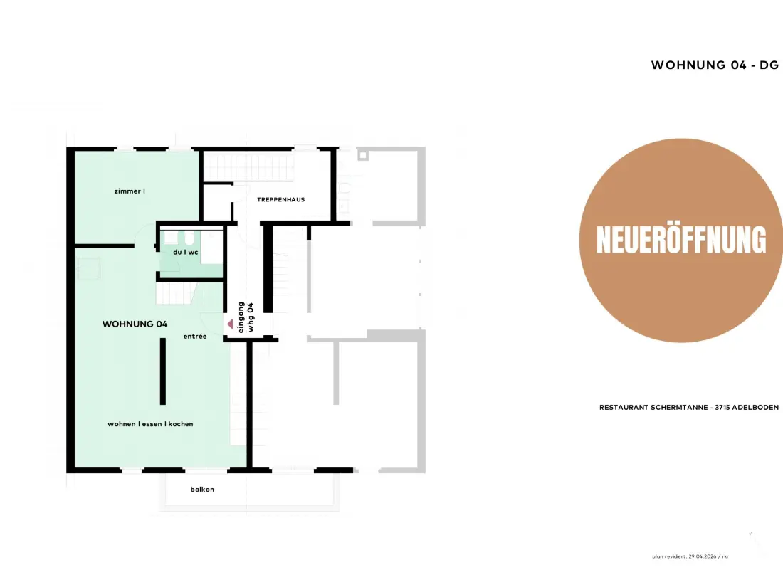 Résidence Schermtanne Appartement/Fewo, Bad, WC, 1 Schlafraum Wohnung Nr 4