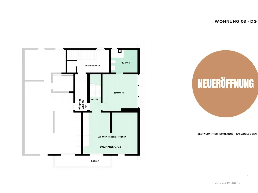 Résidence Schermtanne Appartement/Fewo, Dusche oder Bad, WC, 1 Schlafraum Wohnung Nr 3