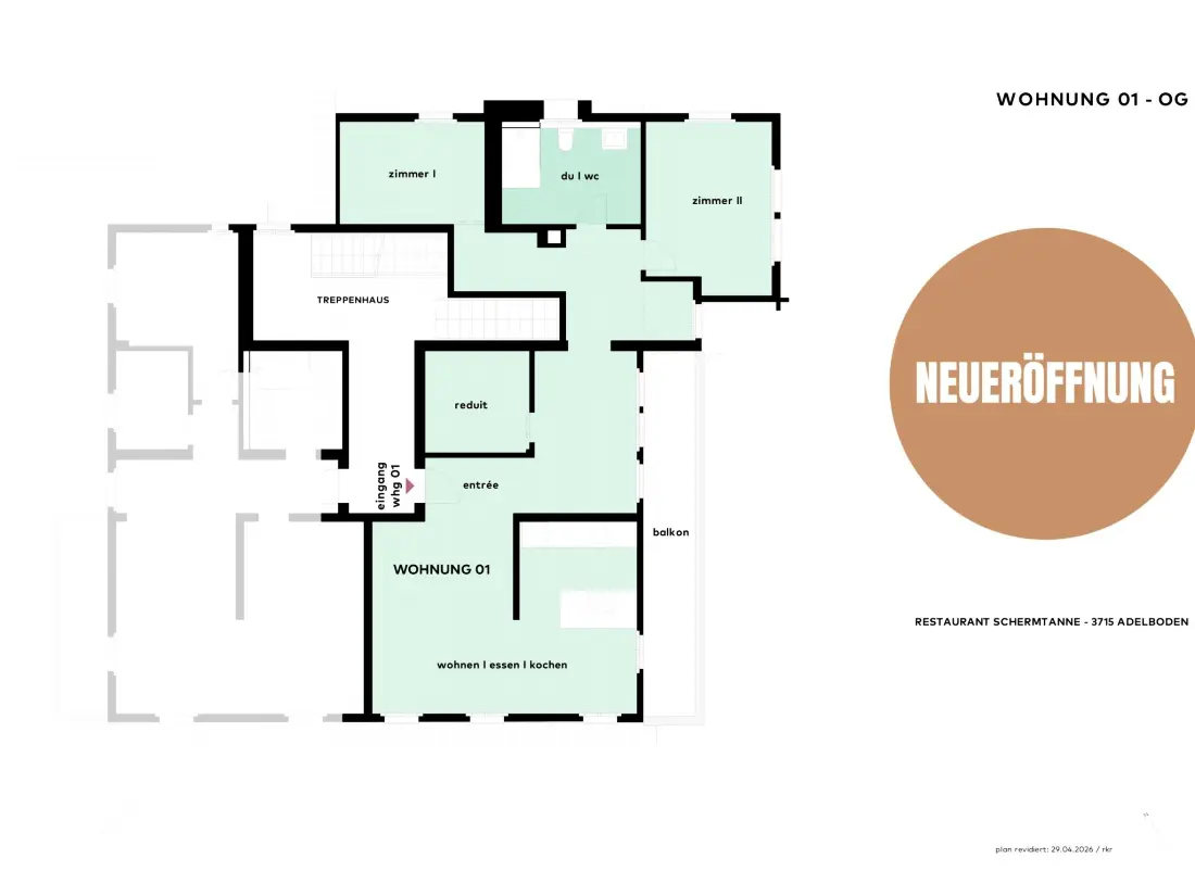 Résidence Schermtanne Appartement/Fewo, Dusche oder Bad, WC, 2 Schlafräume Wohnung Nr 1