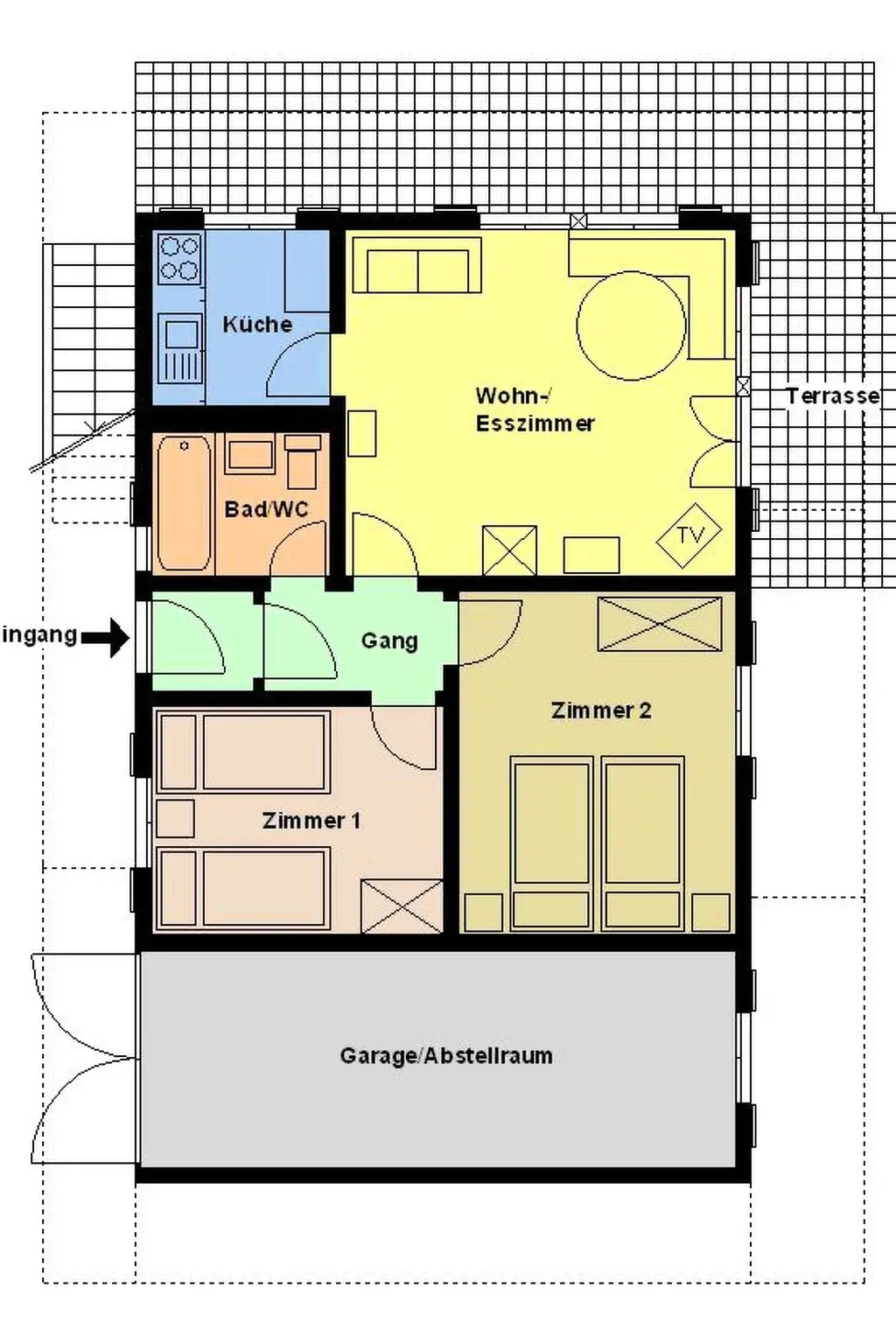Résidence Wildrösli Appartement/Fewo, Dusche, WC, 2 Schlafräume 3-Zimmerwohnung 1.Stock