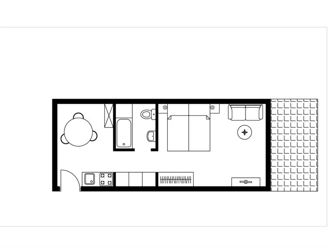 Résidence Bündalodge 1030 Appartement/Fewo, Dusche oder Bad, WC 1-Zimmerwohnung