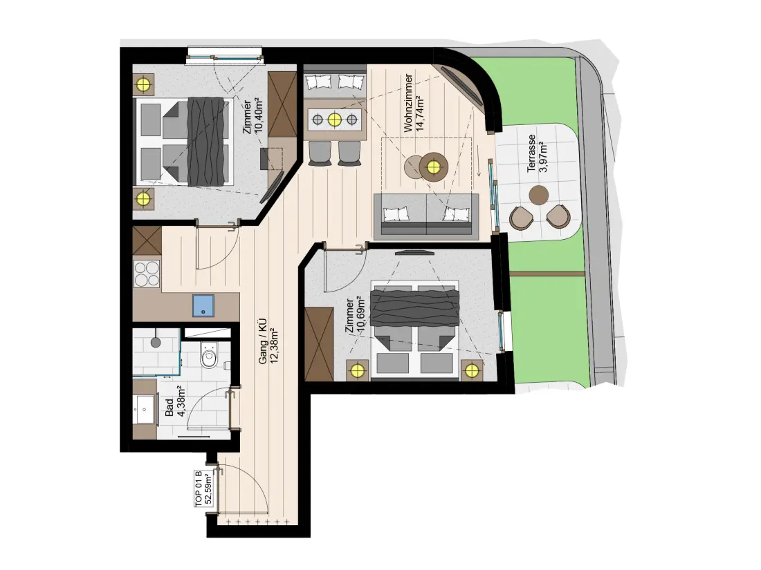 Résidence Premium mit 2 Schlafzimmern