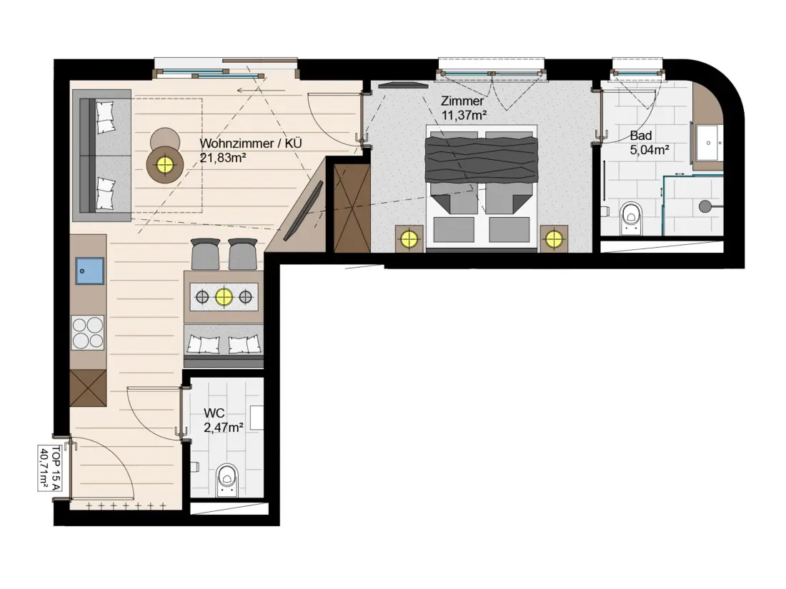 Résidence Premium mit 2 Schlafzimmern