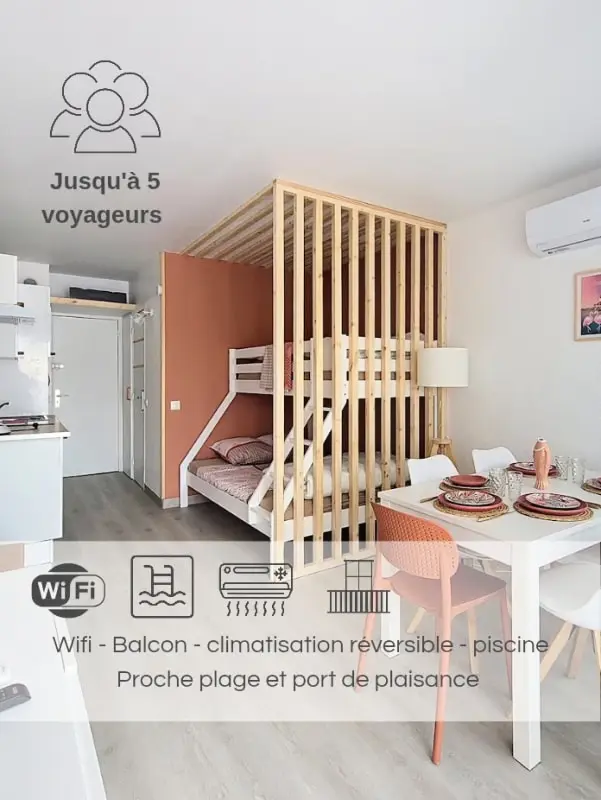 Résidence Jardins Du Port B1019 – Studio Rdc, Clim, Loggia, Parking, Wi-fi, Piscine